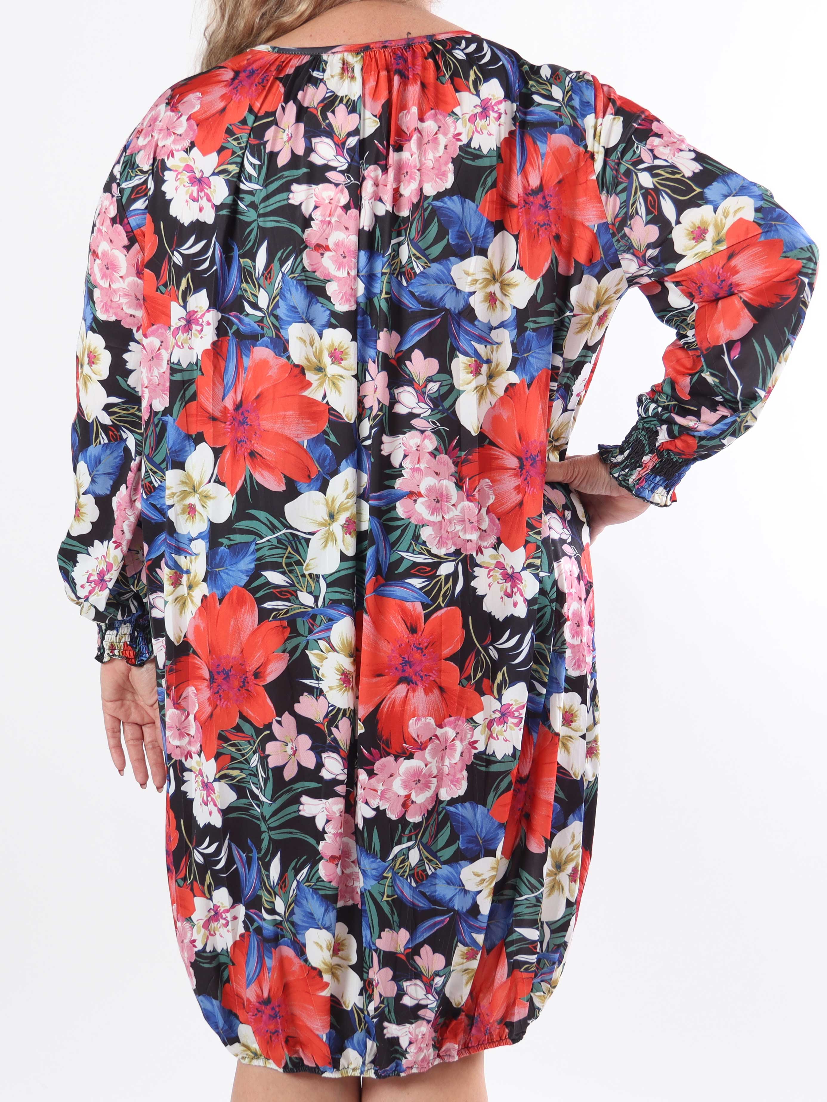 Miracle Floral Dress L/S - Elastisk plus size blomstret kjole